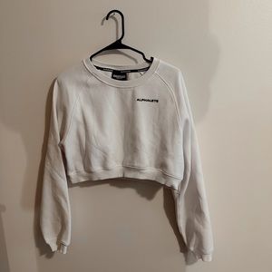 white cropped alphalete crewneck